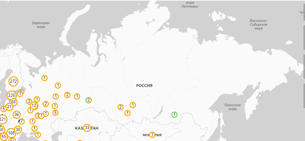 Распространенность коронавируса по России (карта)